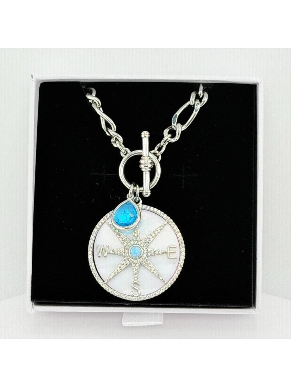 Bomb Party Atlantis Compass Necklace "She Desires Adventure" RBP5985 30" Chain